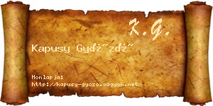 Kapusy Győző névjegykártya